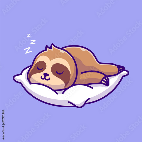Cute Sloth Sleeping On Pillow Cartoon Vector Icon Illustration.
Animal Nature Icon Concept Isolated Premium Vector. Flat
Cartoon Style
