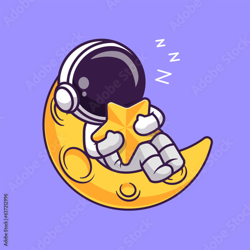 Cute Astronaut Sleeps On Moon Holding the Star Cartoon
Vector Icon Illustration. Science Technology Icon Concept
Isolated Premium Vector. Flat Cartoon Style