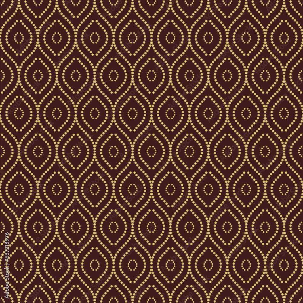 Seamless vector ornament. Modern wavy background. Geometric modern wavy dotted brown and golden pattern