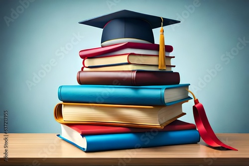stack of books with hat