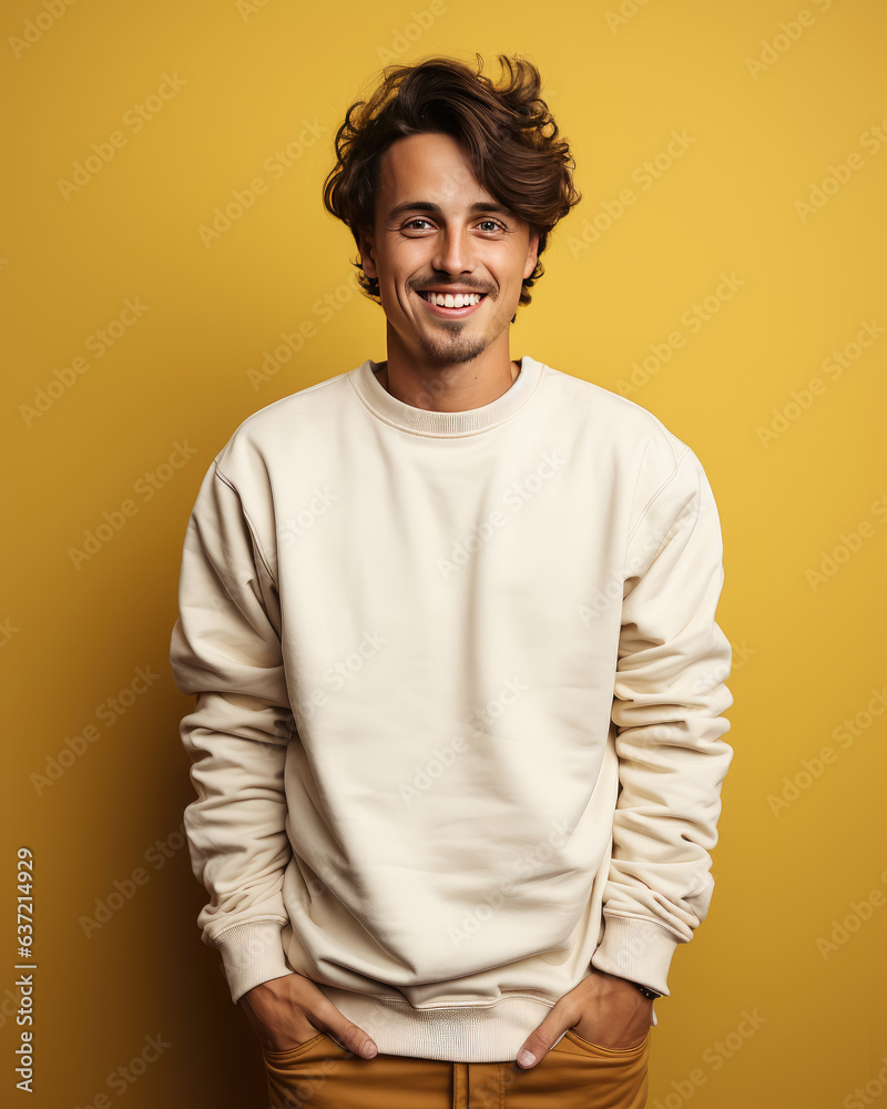 Young handome man smiling wearing sweatshirt isolated , Created with Generative Ai Technology Young handome man smiling wearing sweatshirt isolated , Created with Generative Ai Technology