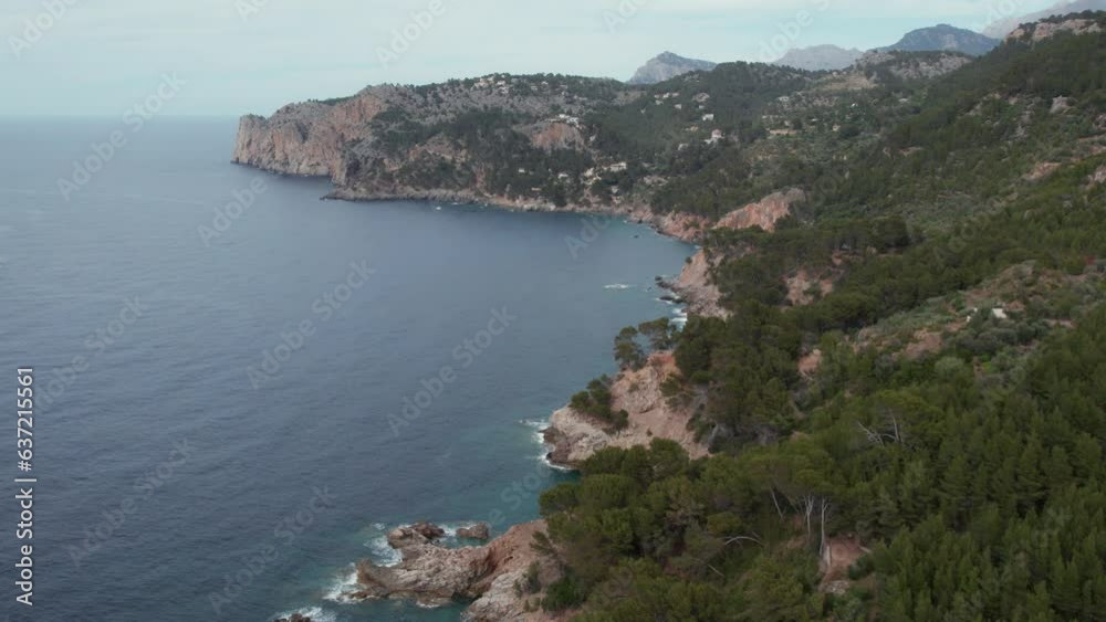 Coast Viewpoint Of Ferros de Can Poloni At Deià In Mallorca, Spain. aerial Coast Viewpoint Of Ferros de Can Poloni At Deià In Mallorca, Spain. aerial