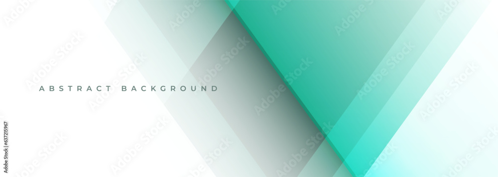 White and green modern abstract wide banner with geometric shapes. Turquoise and white abstract background. Vector illustration