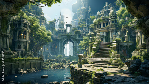 Epic Adventure in a Fantasy Environment with a Bridge and a Ruins Castle