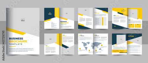 Business brochure template layout design, 12 page corporate brochure editable template layout, minimal business brochure template design