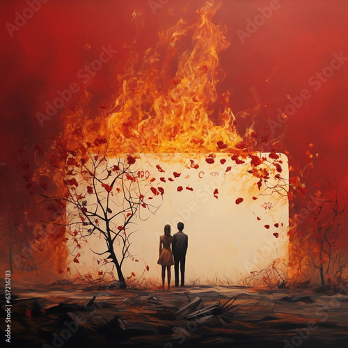 A Young Man and Woman Staring at an Inferno © Adam