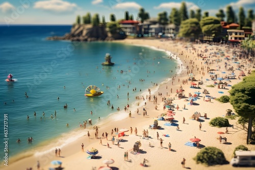 Summer Crowd: Tilt-Shift Capture of a Bustling Beachscape