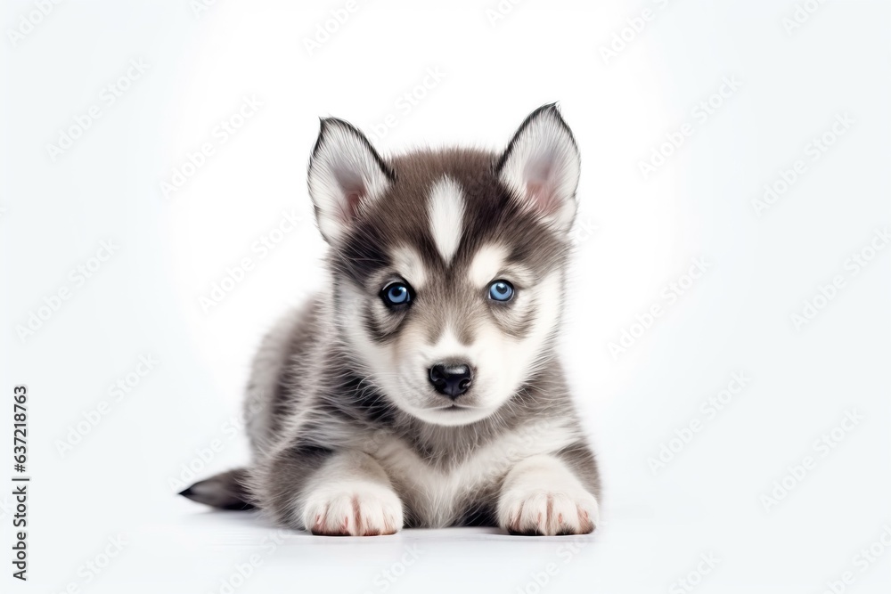 Cute husky puppy on white background