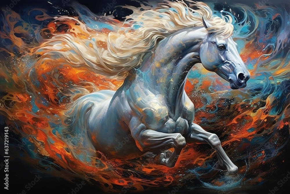 Image of horse running, Wildlife Animals., Generative AI, Illustration. Image of horse running, Wildlife Animals., Generative AI, Illustration.