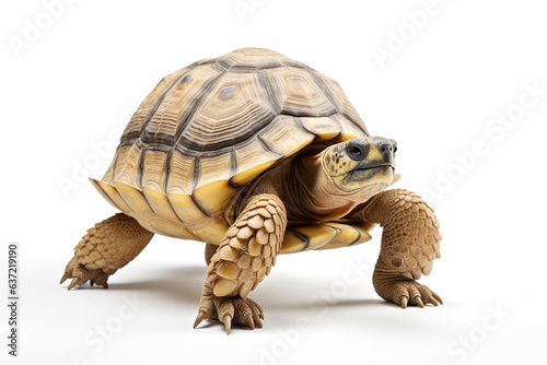 Image of tortoise on white background. Wildlife Animals. Illustration, Generative AI.