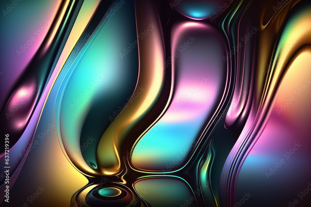 Obraz premium Abstract fluid iridescent holographic neon curved wave in motion background