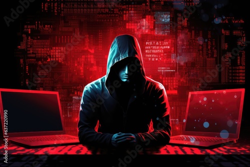 Fototapeta Hackers cracking data for data theft with computer , cybersecurity, Digital crime
