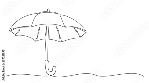 Umbrella One line drawing isolated on white background