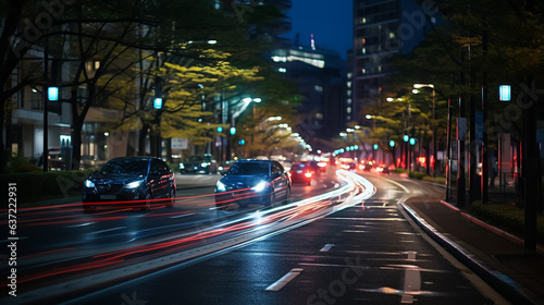 Time-lapse photography of traffic, on the road, Blurred background