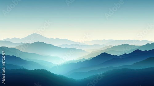 Light Green gradient & fog mountains landscape background