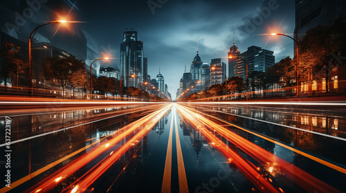 Time-lapse photography of traffic, on the road, Blurred background