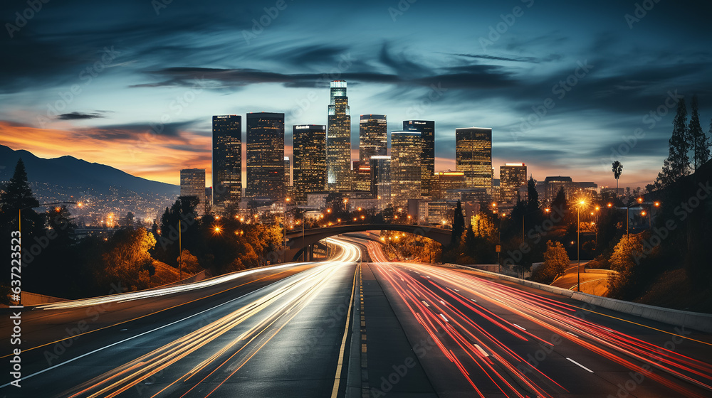 Fototapeta premium Time-lapse photography of traffic, on the road, Blurred background