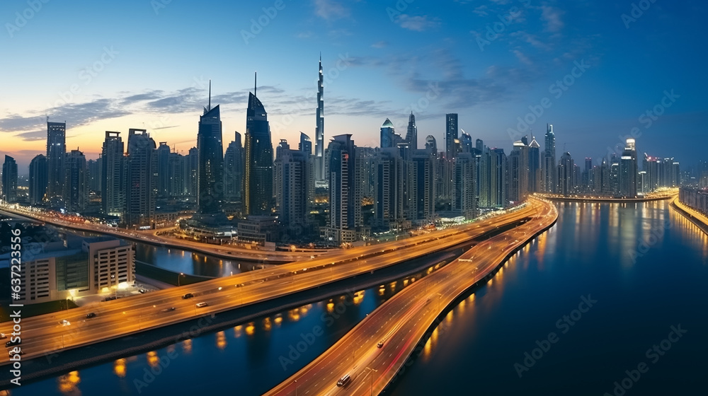 Obraz premium Traffic Seoul City and Seoul City Skyline at Sunset