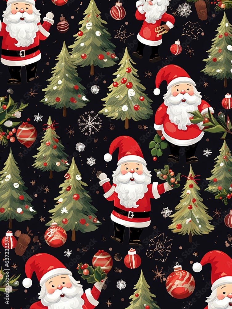 Christmas theme seamless pattern, tree, present Christmas theme seamless pattern, tree, present