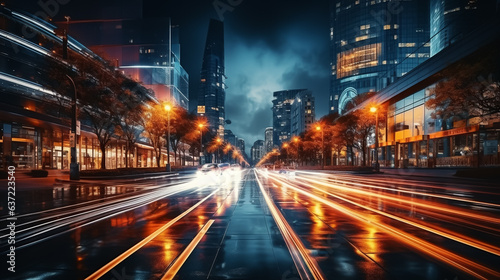 Time-lapse photography of traffic, on the road, Blurred background