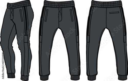 Jogger, Sport suits design sketch template, sweat pant