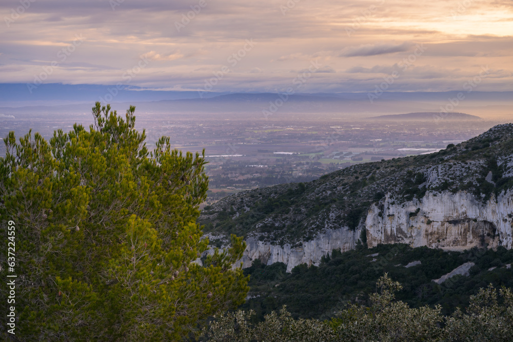 Sunrise in the Alpilles on a partly cloudy day