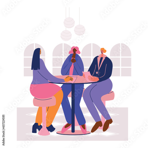 HR team interviewing an applicant isolated on white background.
