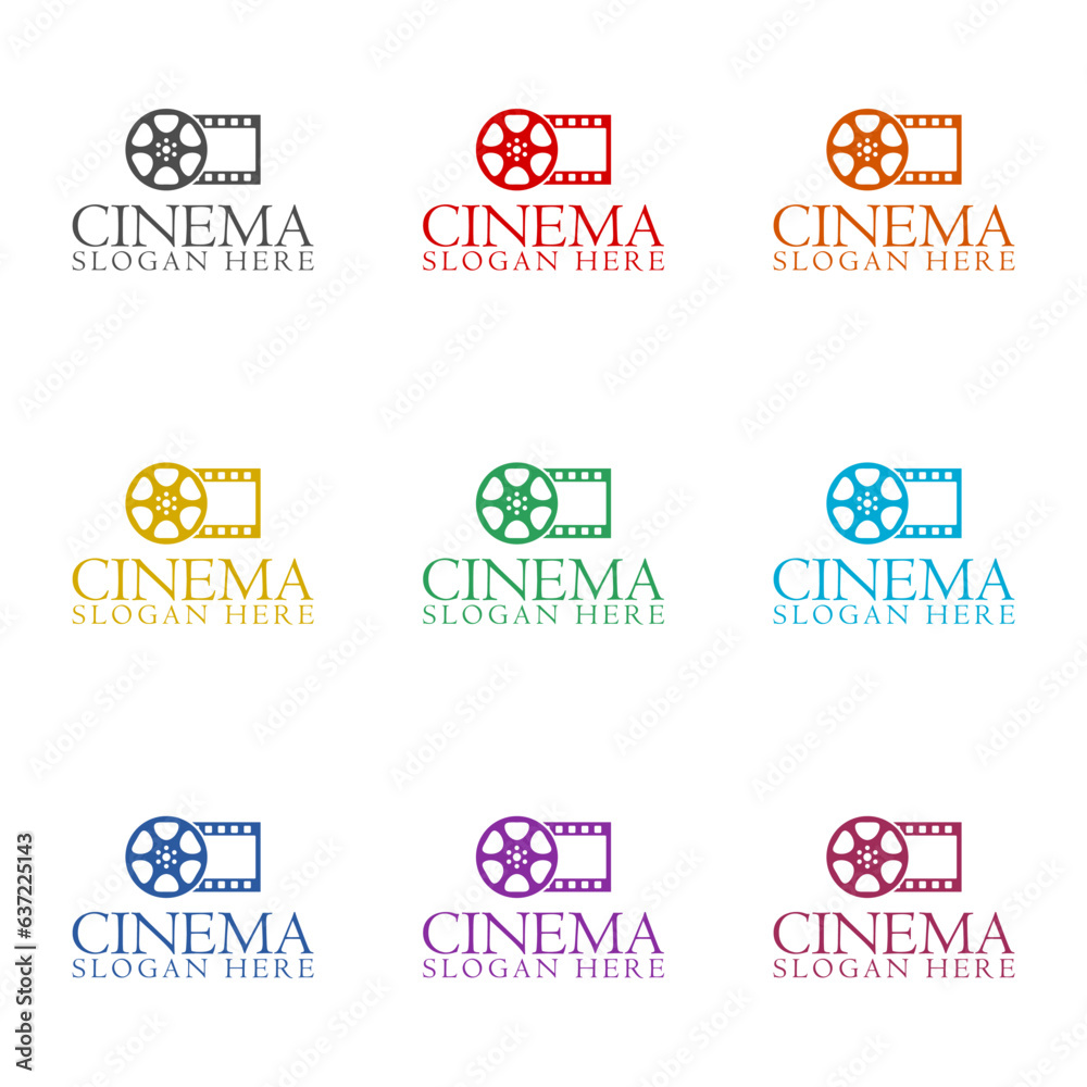 Cinema Logo Design Template icon isolated on white background. Set icons colorful