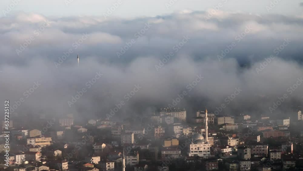 Rare early morning winter fog above the Istanbul city skyline a Rare early morning winter fog above the Istanbul city skyline a