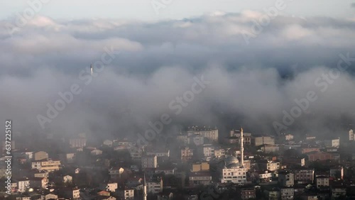 Wallpaper Mural Rare early morning winter fog above the Istanbul city skyline a Torontodigital.ca