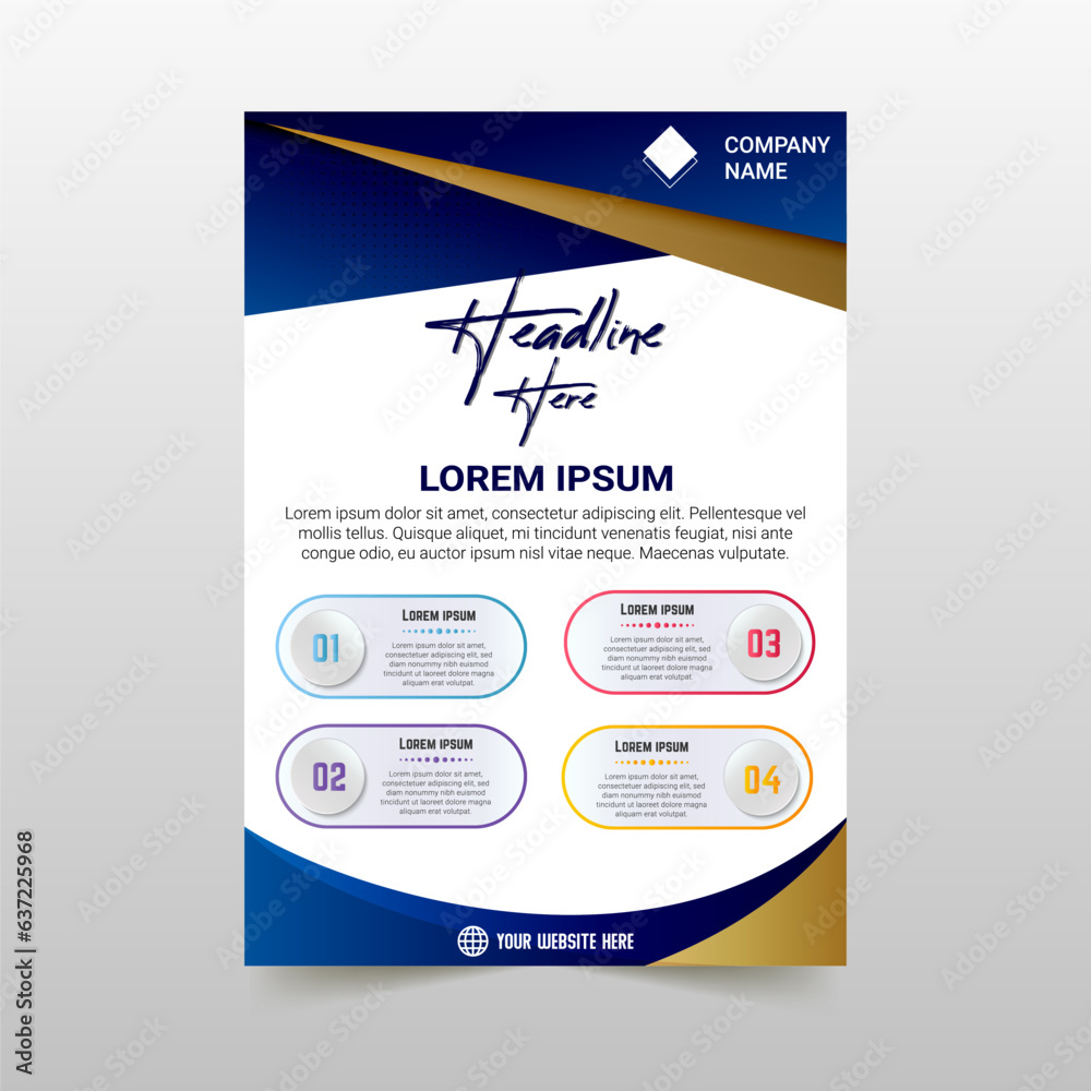 Obraz premium Abstract Modern Blue Flyer Template With Curves and Lights