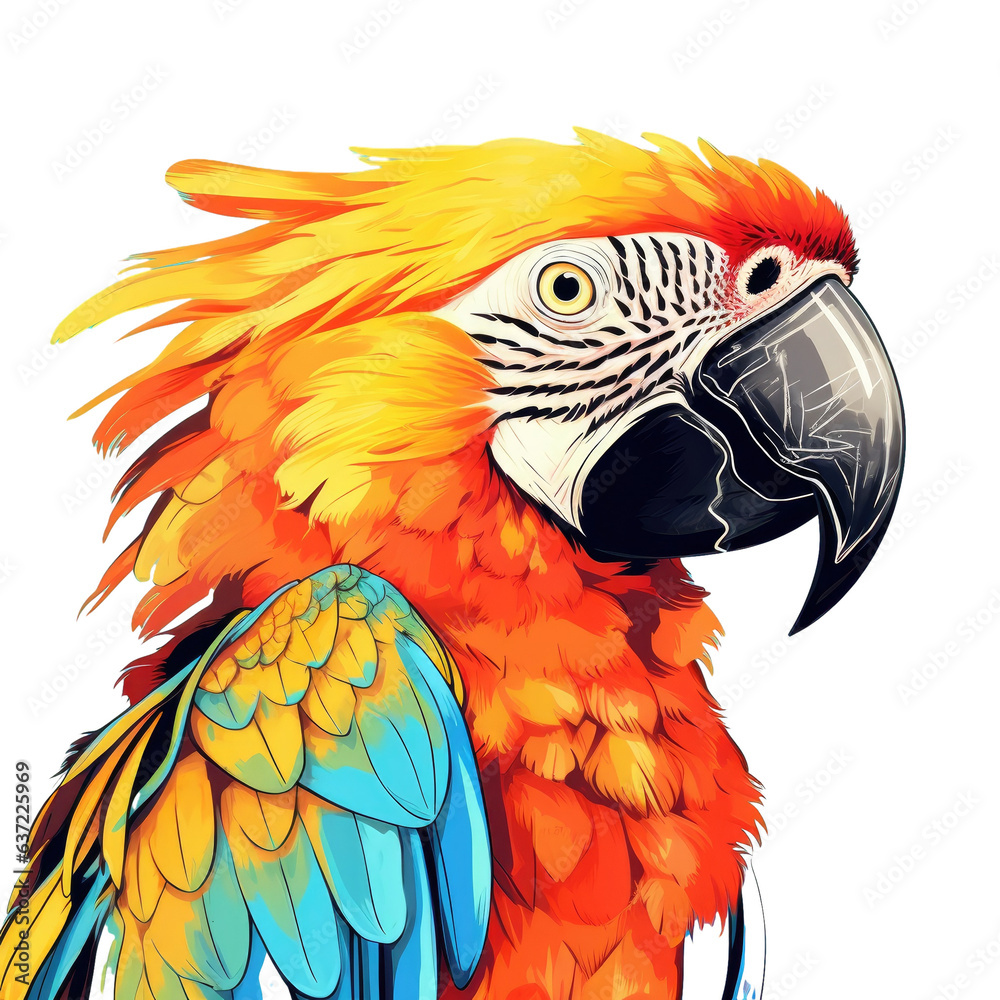 Obraz premium Colorful feathers of a macaw bird in its portrait