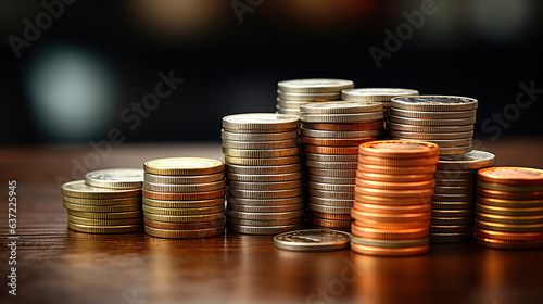 Coins neatly stacked portray investment, growth, and the fundamental components of financial prosperity.