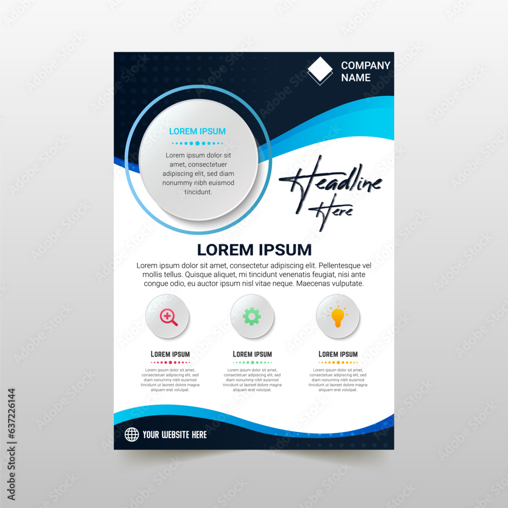 Obraz premium Abstract Modern Wavy Blue Flyer Template