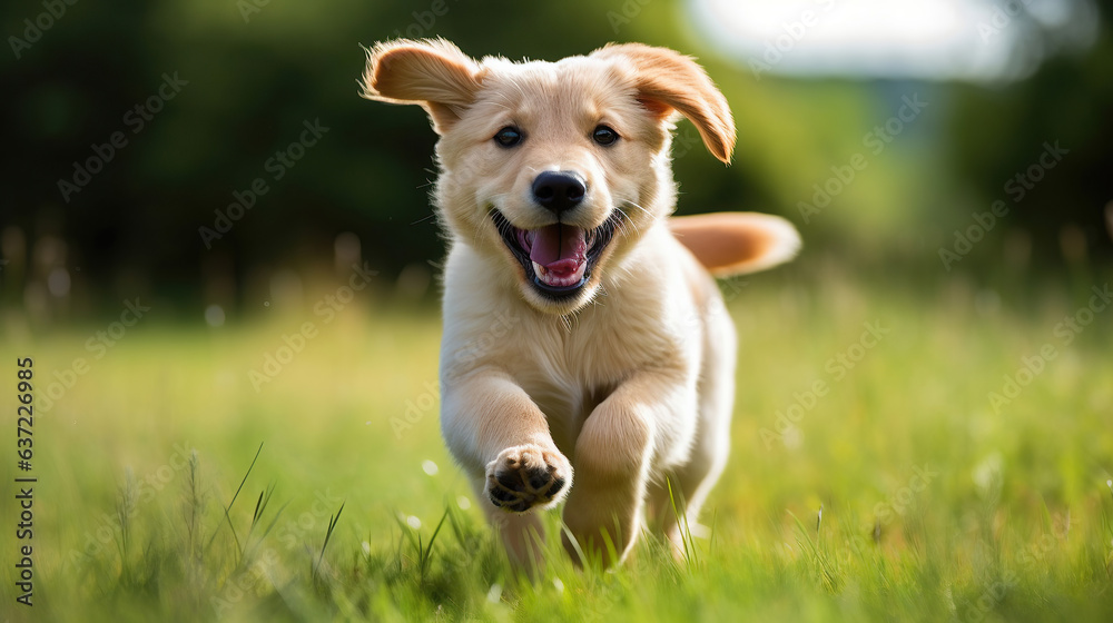 A portrait captures a dog running on green grass, showcasing its distinct personality and physical appearance. A portrait captures a dog running on green grass, showcasing its distinct personality and physical appearance.