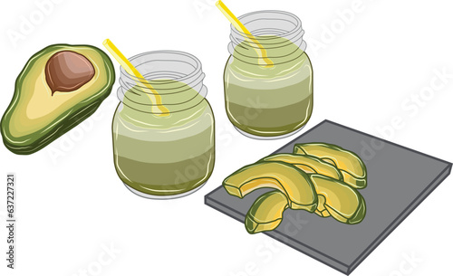 Avocados are grown and cut into pieces, recommended to make juice.