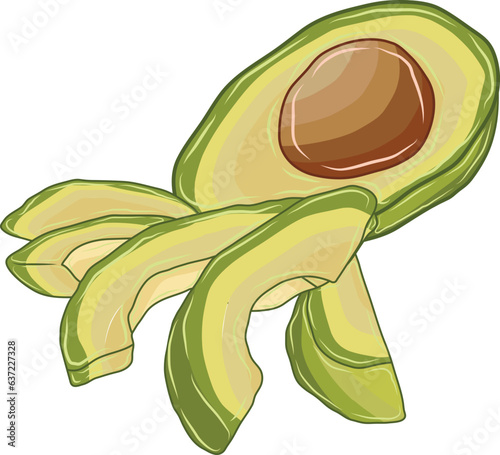 Ripe avocados are cut into small pieces.