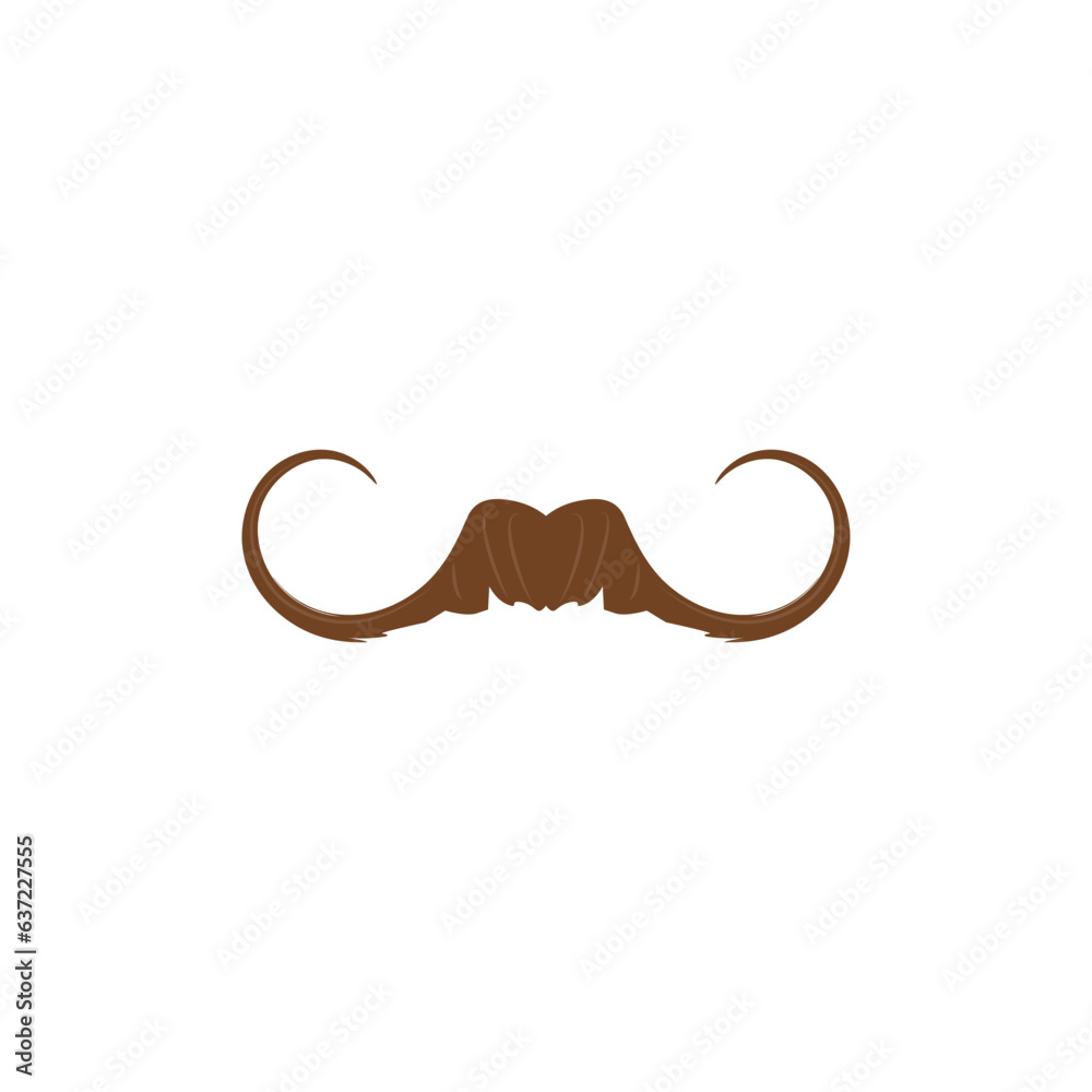 Obraz premium Brown handlebar mustache flat style, vector illustration