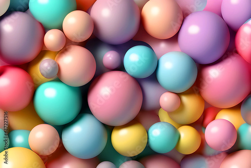 Abstract pastel colored background. Soft colors balls and bubble gums. Digital Illustration © prasanth