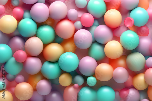 Abstract pastel colored background. Soft colors balls and bubble gums. Digital Illustration