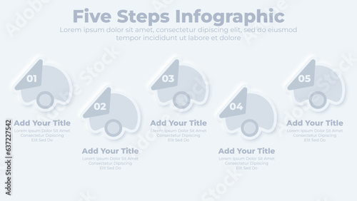 Business infographic template with five steps or options for presentation