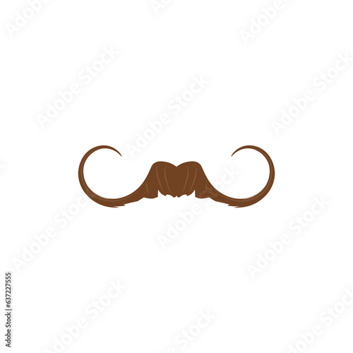 Brown handlebar mustache flat style, vector illustration