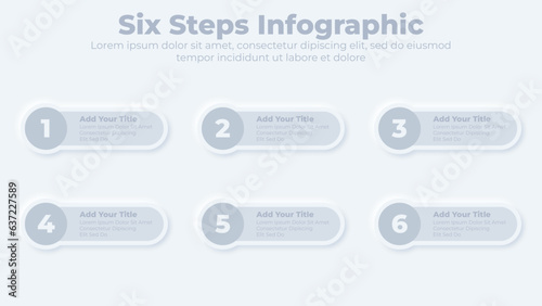 Modern business infographic template with six steps or options