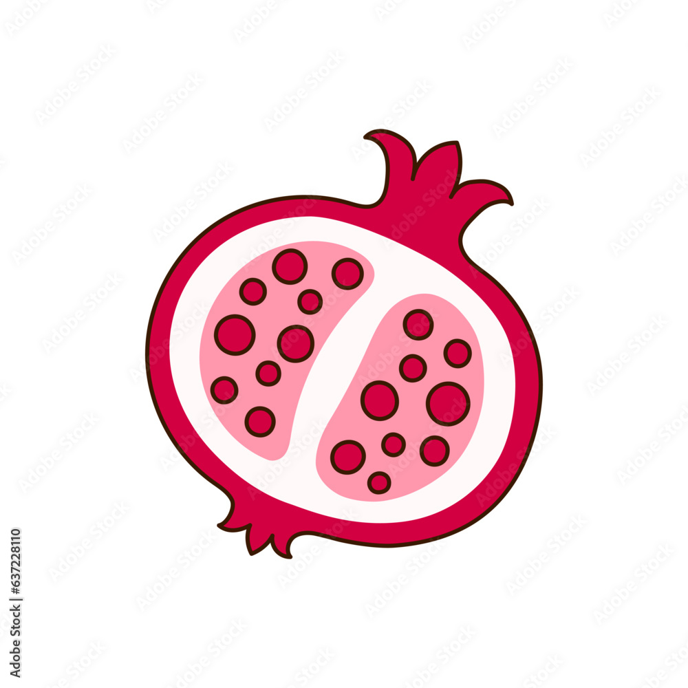 Hand-drawn of pomegranate on a transparent background. Isolated vector illustration of juicy fruit Hand-drawn of pomegranate on a transparent background. Isolated vector illustration of juicy fruit