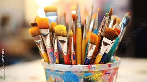 An array of paints, brushes, and canvases forms a dynamic ensemble, poised to awaken creativity and ignite imagination.