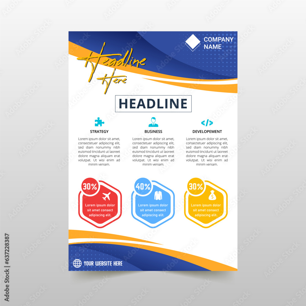 Obraz premium Modern Abstract Curved Blue Flyer Template