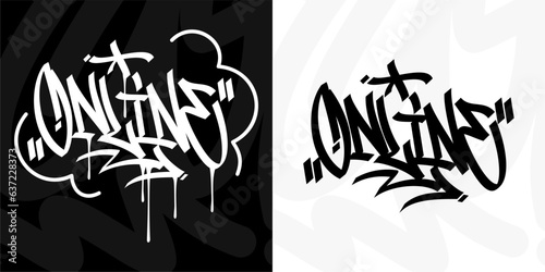 Trendy Abstract Urban Graffiti Street Art Word Online Lettering Vector Illustration Element