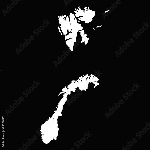 Simple Norway Map Isolated on Black Background