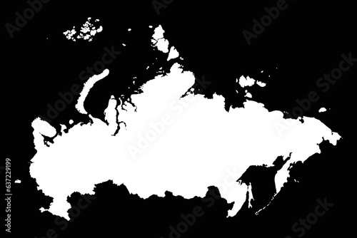 Simple Russia Map Isolated on Black Background
