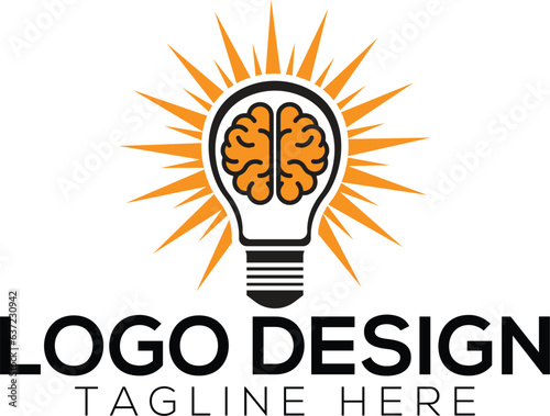 Brain bulb logo design